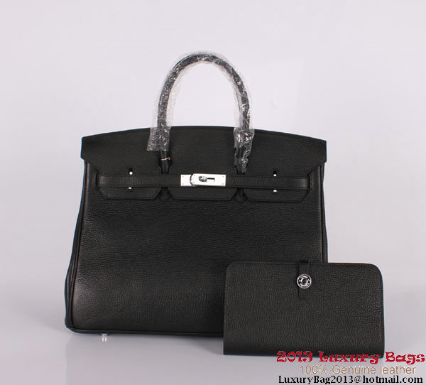 Hermes Birkin 35CM Tote Bag Clemence Leather H-35 Black