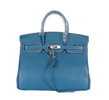 Hermes Birkin 35CM Tote Bag Clemence Leather H-35 Blue