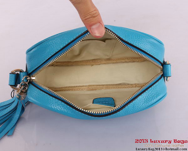Gucci 308364 Soho Calf Leather Disco Bag Blue