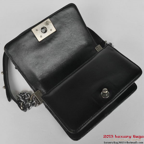 Boy Chanel Small Flap Shoulder Bag Sheepskin Leather A67086 Black