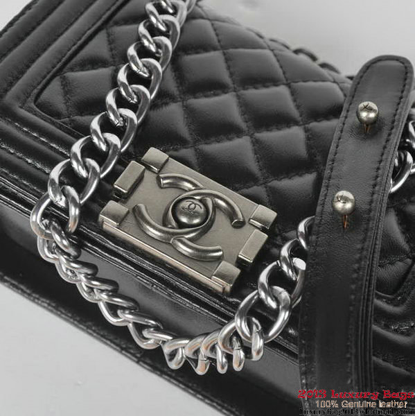 Boy Chanel Small Flap Shoulder Bag Sheepskin Leather A67086 Black