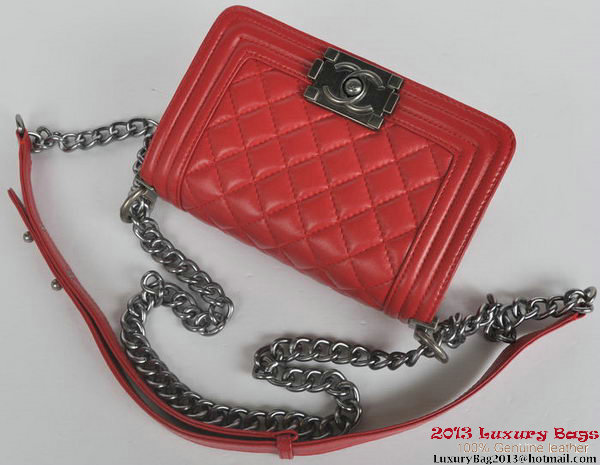 Boy Chanel Small Flap Shoulder Bag Sheepskin Leather A67086 Red