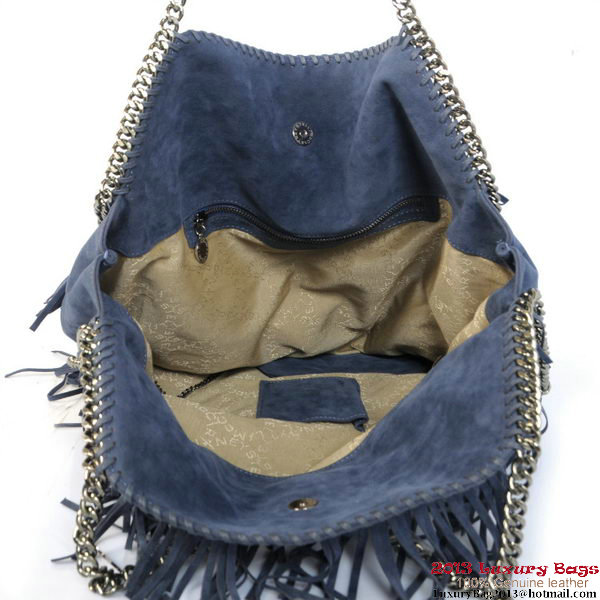 Stella McCartney Falabella Shaggy Tassels Fold Over Tote Bag Blue