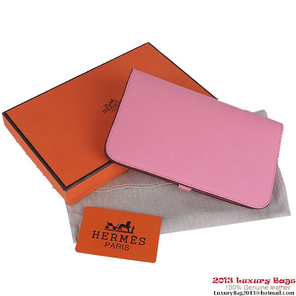 Hermes Dogon Wallet Saffiano Leather Travel Case H001 Pink
