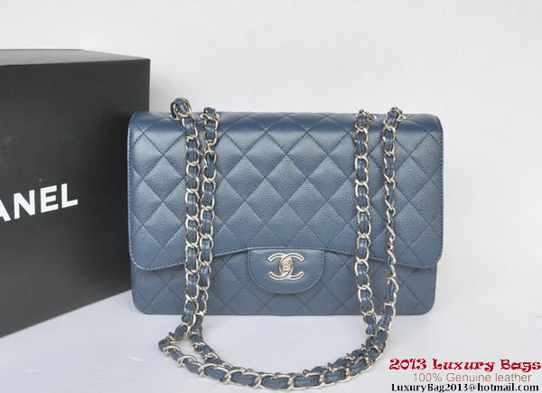 Chanel Jumbo A36076 Blue Classic Cannage Patterns Flap Bag