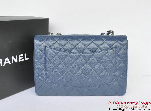 Chanel Jumbo A36076 Blue Classic Cannage Patterns Flap Bag