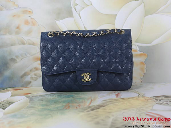 Chanel 2.55 Classic Flap Bag RoyalBlue Original Cannage Patterns Leather Gold