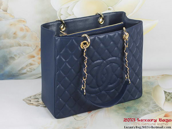 Chanel A50995 RoyalBlue Original Cannage Leather Shoulder Bag Gold