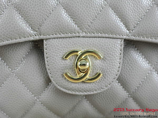 Chanel Classic Flap Bag Gray Original Cannage Patterns Leather Gold