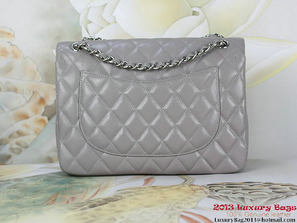 Chanel Classic Flap Bag Gray Original Cannage Patterns Leather Silver