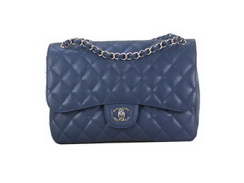 Chanel Classic Flap Bag RoyalBlue Original Cannage Patterns Leather Silver