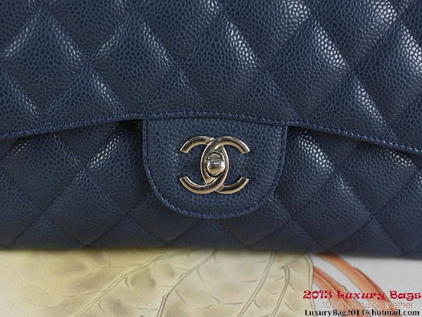 Chanel Classic Flap Bag RoyalBlue Original Cannage Patterns Leather Silver