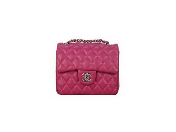 Chanel mini Classic Flap Bag Rose Sheepskin 1115 Silver