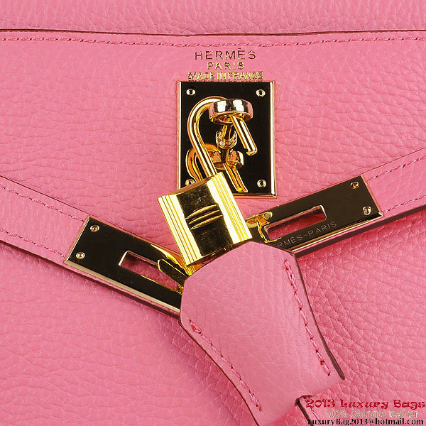 Hermes Kelly 32cm Shoulder Bags Pink Clemence Leather Gold