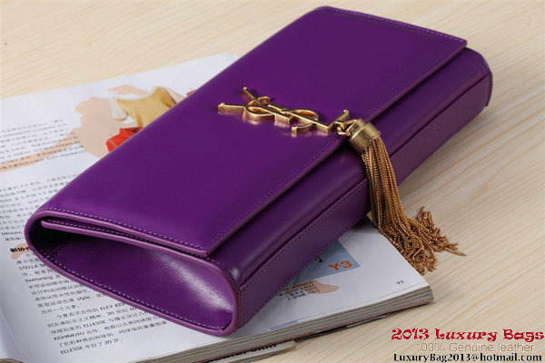 Yves Saint Laurent Classic Monogramme Tassel Clutch Bag Y041 Purple