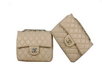 Chanel 1115 mini Classic Flap Bag Sheepskin Leather Apricot