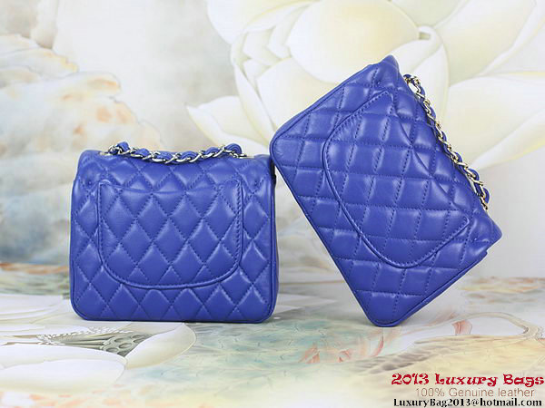 Chanel 1115 mini Classic Flap Bag Sheepskin Leather Blue