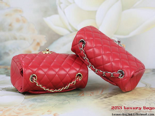 Chanel 1115 mini Classic Flap Bag Sheepskin Leather Red