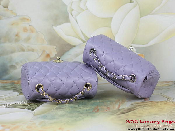 Chanel 1115 mini Classic Flap Bag Sheepskin Leather Violet