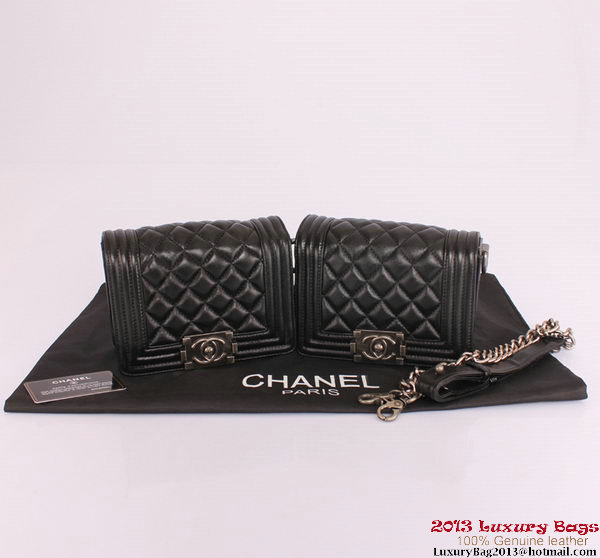 Twin Boy Chanel Flap Shoulder Bag Sheepskin Leather A67078 Black