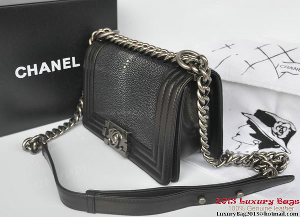 Boy Chanel Flap Shoulder Bag in Original Galuchat A66231 Black Boy Chanel Flap Shoulder Bag in Original Galuchat A66231 Black