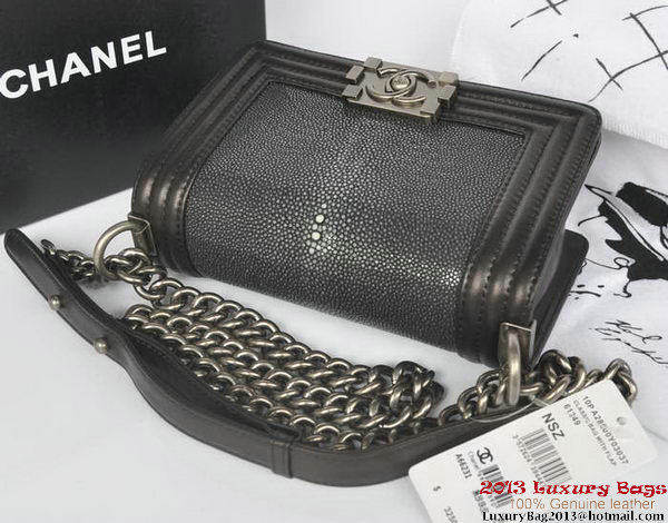 Boy Chanel Flap Shoulder Bag in Original Galuchat A66231 Black Boy Chanel Flap Shoulder Bag in Original Galuchat A66231 Black