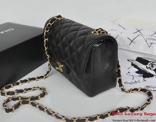 Chanel Classic Flap Bags Black Original Sheepskin Leather A1116 Gold