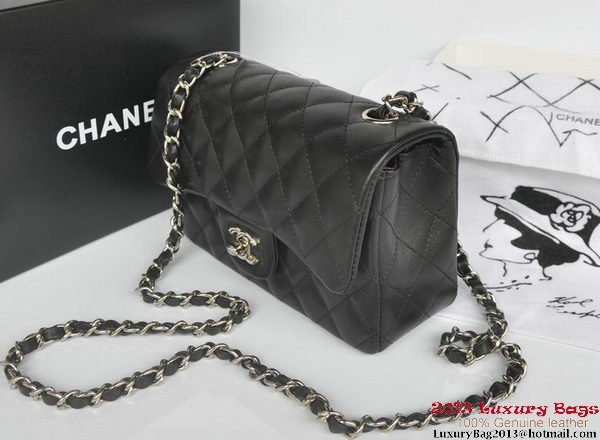 Chanel Classic Flap Bags Black Original Sheepskin Leather A1116 Silver