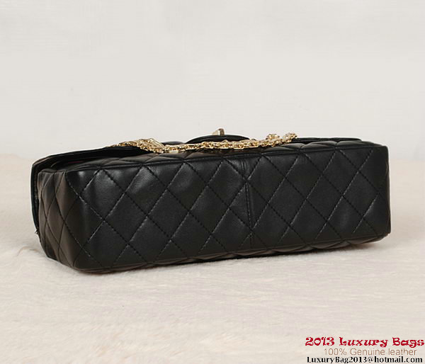 Chanel 1113 Classic Flap Bag Black Sheepskin Gold