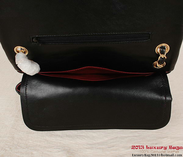 Chanel 2.55 Series Bag Black Sheepskin Leather 1112 Gold