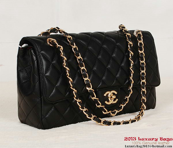 Chanel Classic Flap Bag 1113 Black Sheepskin Gold
