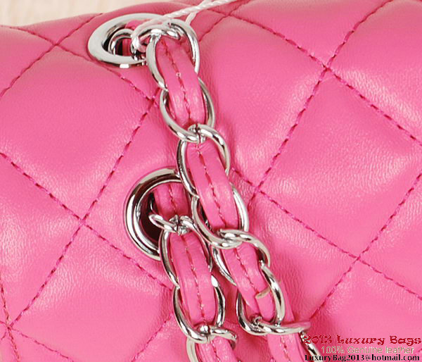 Chanel Classic Flap Bag 1113 Rose Sheepskin Silver