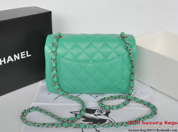 Chanel Classic Flap Bags Green Original Sheepskin Leather A1116 Silver
