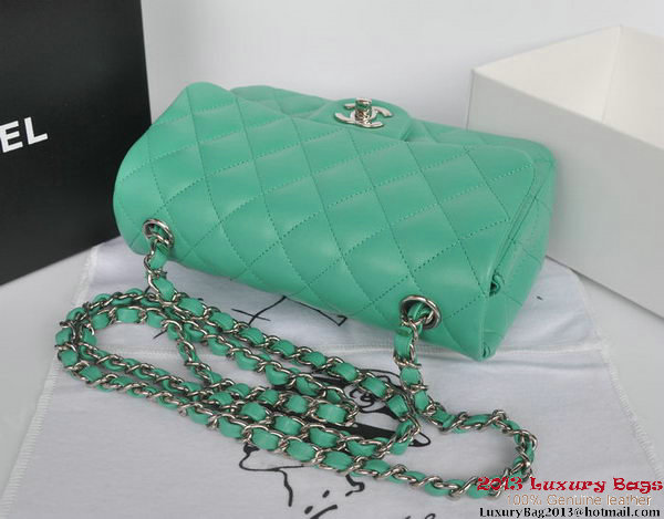 Chanel Classic Flap Bags Green Original Sheepskin Leather A1116 Silver