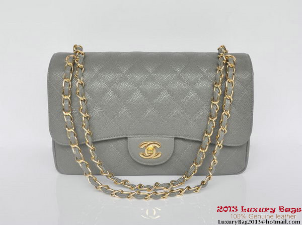 Chanel Jumbo Quilted Classic Cannage Patterns Flap Bag A58600 Grey Gold