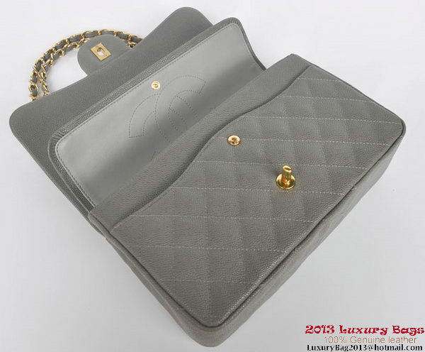 Chanel Jumbo Quilted Classic Cannage Patterns Flap Bag A58600 Grey Gold