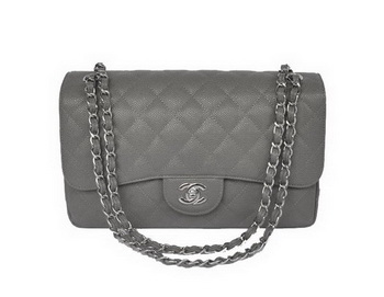 Chanel Jumbo Quilted Classic Cannage Patterns Flap Bag A58600 Grey Silver