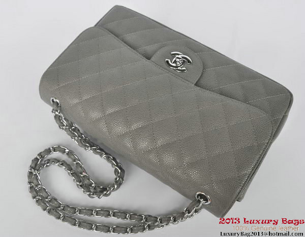 Chanel Jumbo Quilted Classic Cannage Patterns Flap Bag A58600 Grey Silver