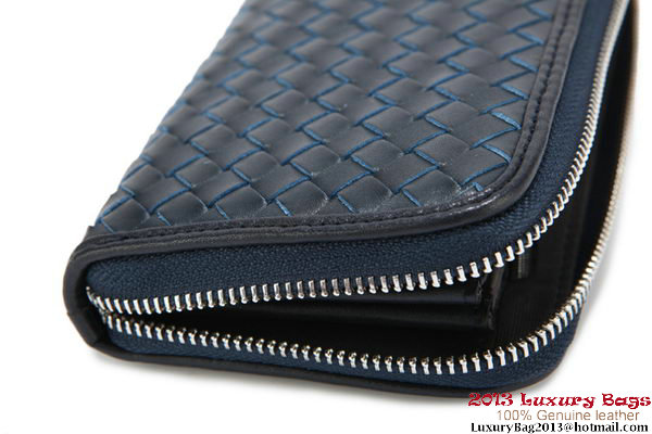 Bottega Veneta Intrecciato Nappa Zippy Wallet 115709-2 Blue