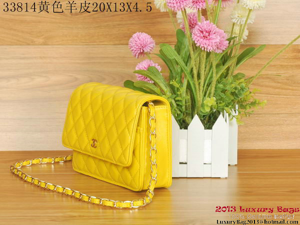 Chanel A33814 Sheepskin Leather mini Flap Bag Yellow