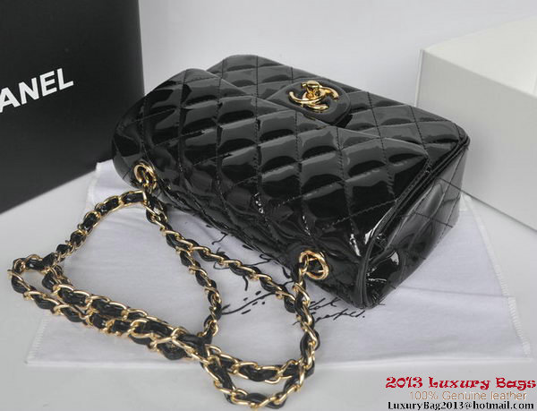 Chanel Classic Flap Bags Black Original Patent Leather A1116 Gold