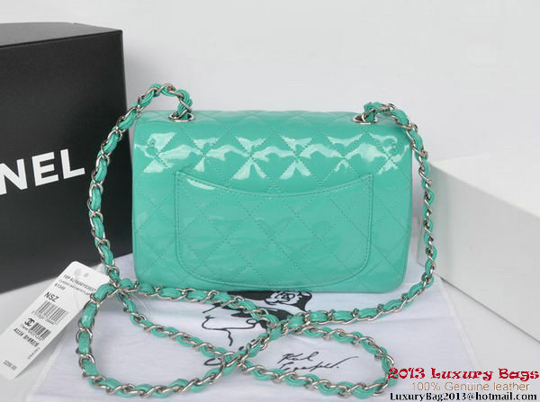Chanel Classic Flap Bags Light Green Original Patent Leather A1116 Silver