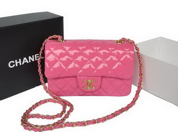 Chanel Classic Flap Bags Rose Original Patent Leather A1116 Gold