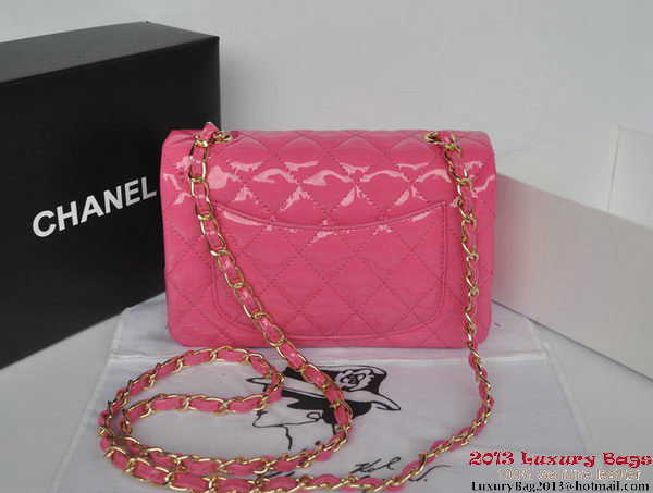 Chanel Classic Flap Bags Rose Original Patent Leather A1116 Gold