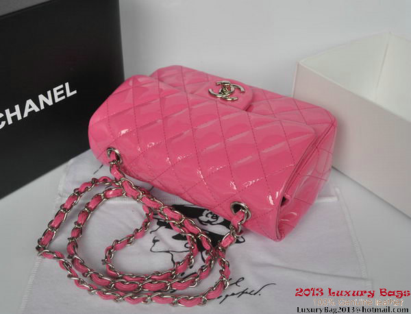Chanel Classic Flap Bags Rose Original Patent Leather A1116 Silver