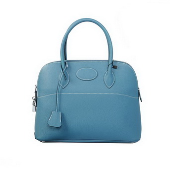 Hermes Bolide Tote Bags Calf Leather Light Blue