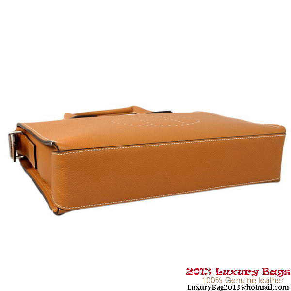 Hermes Mens Briefcase Calf Leather H1289A Camel