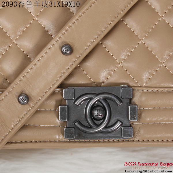 Boy Chanel Flap Shoulder Bag Sheepskin Leather A2093 Apricot