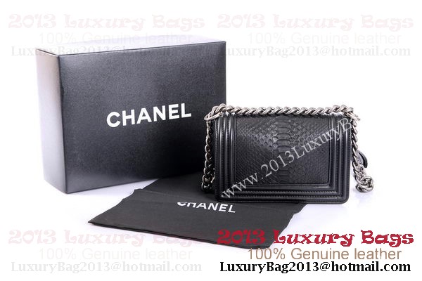 Boy Chanel Flap Shoulder Bag Genuine Python Leather A37006 Black Boy Chanel Flap Shoulder Bag Genuine Python Leather A37006 Black