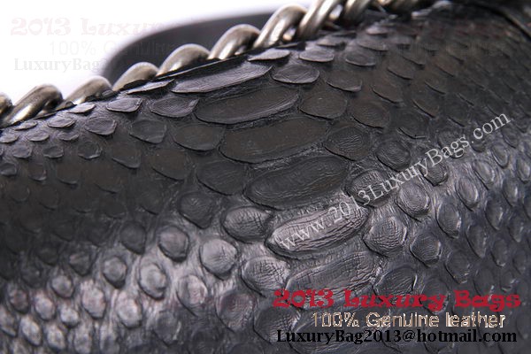 Boy Chanel Flap Shoulder Bag Genuine Python Leather A37006 Black Boy Chanel Flap Shoulder Bag Genuine Python Leather A37006 Black